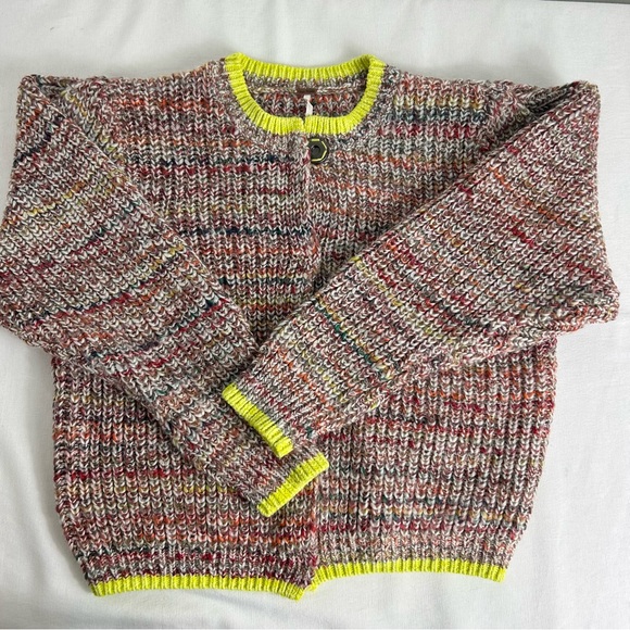 Free People Womens Walk On By Marled Cardigan, Multi Combo Sweater Small EUC - Picture 11 of 16